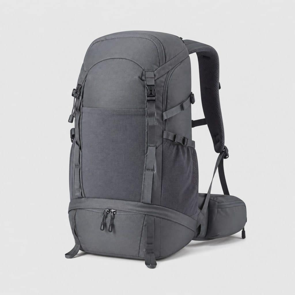 Sac à dos de randonnée gris 30 litres avec compartiment isotherme sur fond clair